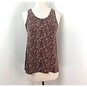 Vintage Y2K Tank Top American Eagle Outfitter Small Brown Calico Print Knit Boho